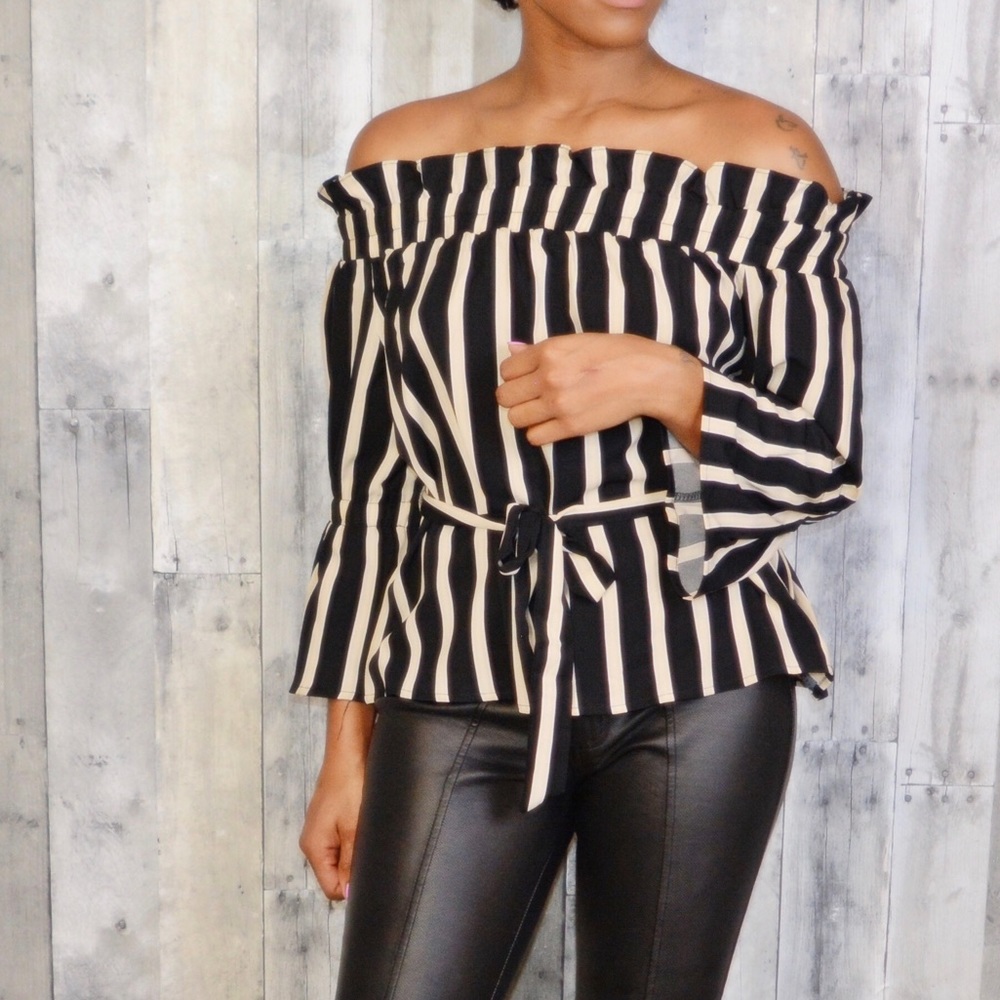 Striped Black and Tan Shirt